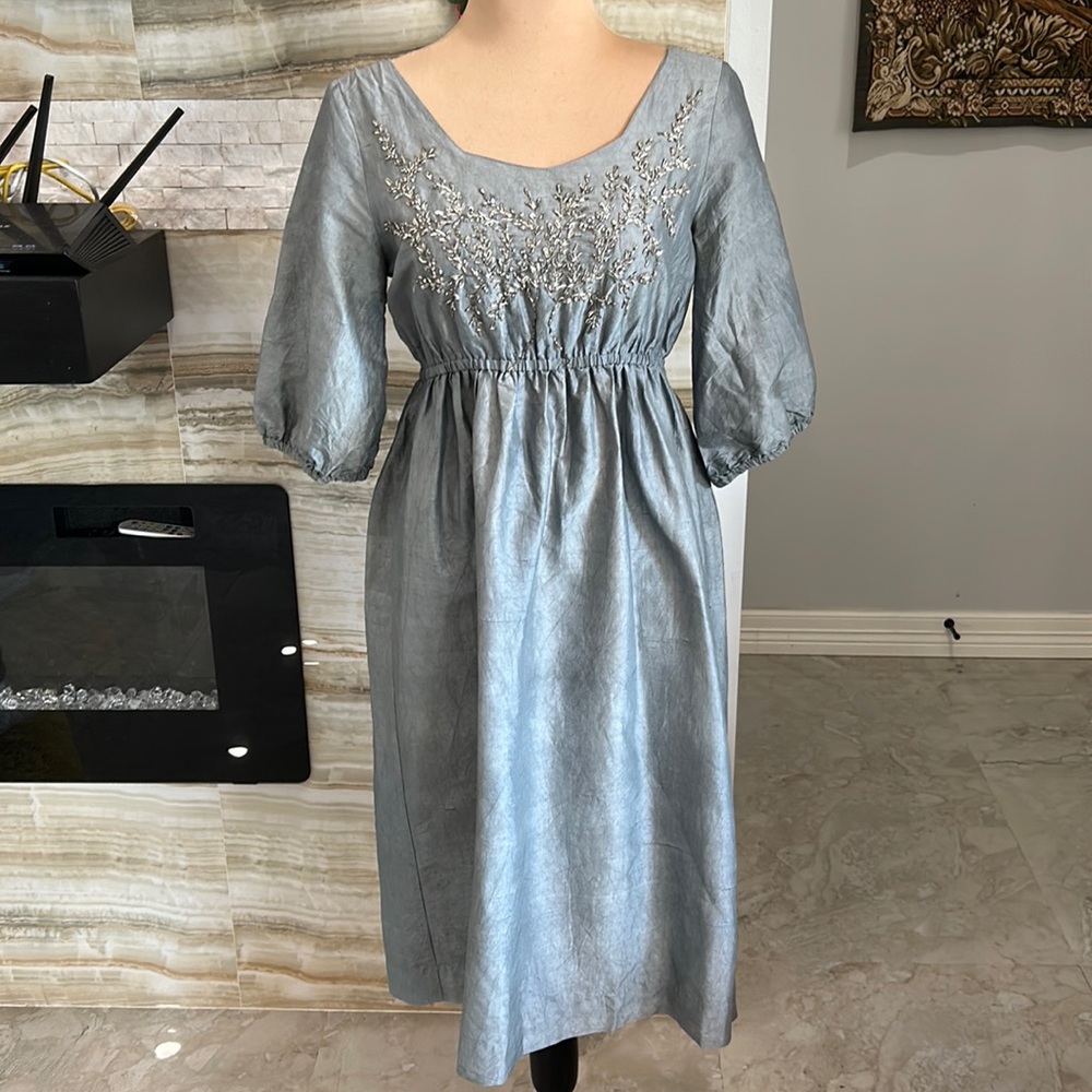 Matta 100% Indian Bohemian Silk Dress‎ With Beading. Size XS